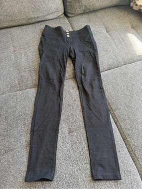 Freddy Black Stretch Leggings with Button Accent